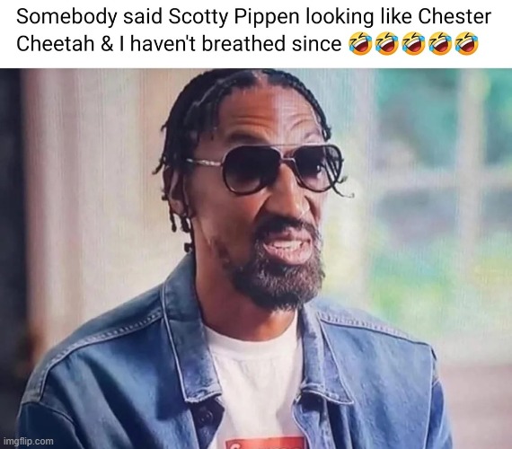 image tagged in scotty pippen,cheetos,chester cheetah | made w/ Imgflip meme maker