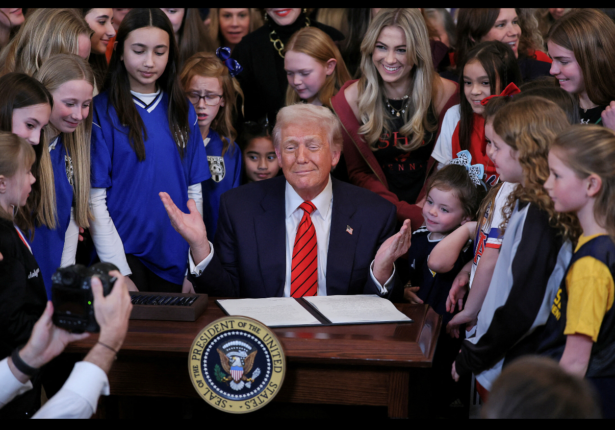 Trump with girls Blank Meme Template