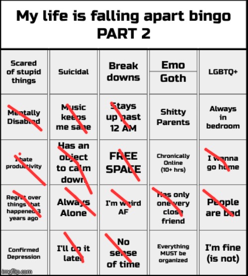 My life is falling apart bingo Part 2 | image tagged in my life is falling apart bingo part 2 | made w/ Imgflip meme maker