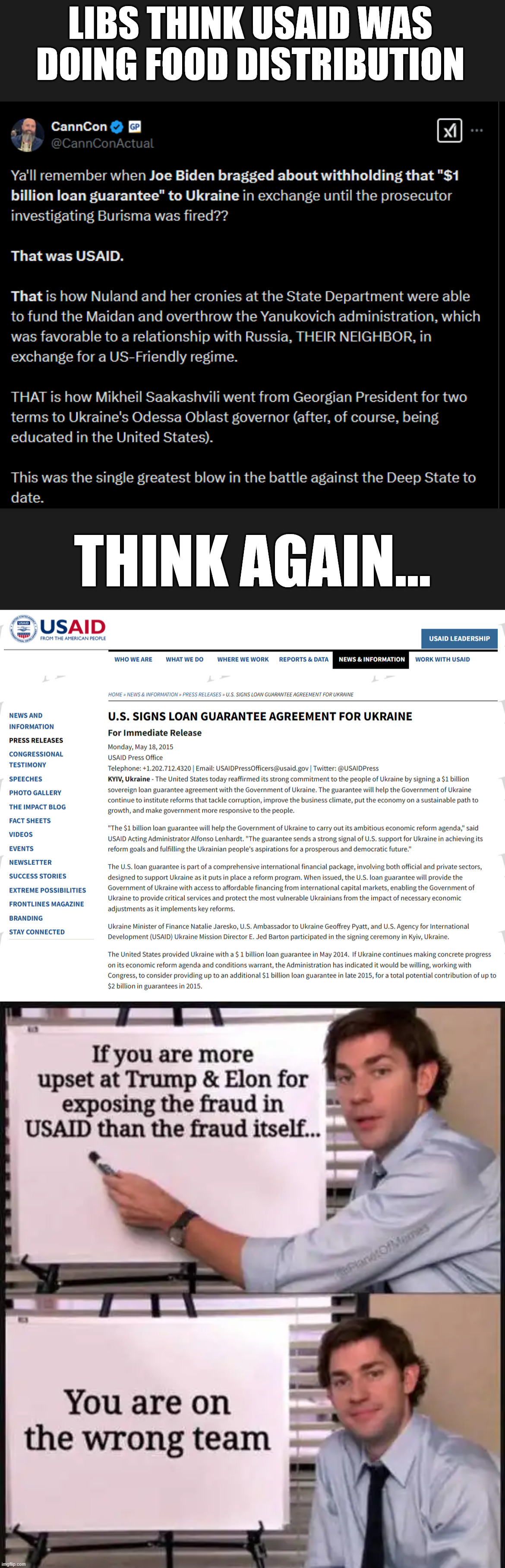 They tried to remove a sitting President to protect their slush fund corruption | LIBS THINK USAID WAS DOING FOOD DISTRIBUTION; THINK AGAIN... | image tagged in usaid,dems,one stop slush fund | made w/ Imgflip meme maker