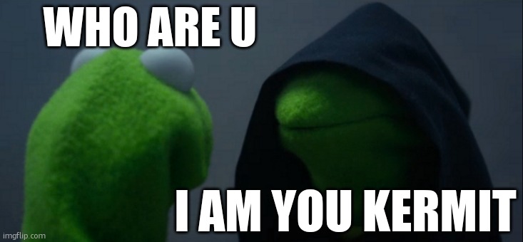 kermit the kermit | WHO ARE U; I AM YOU KERMIT | image tagged in memes,evil kermit | made w/ Imgflip meme maker