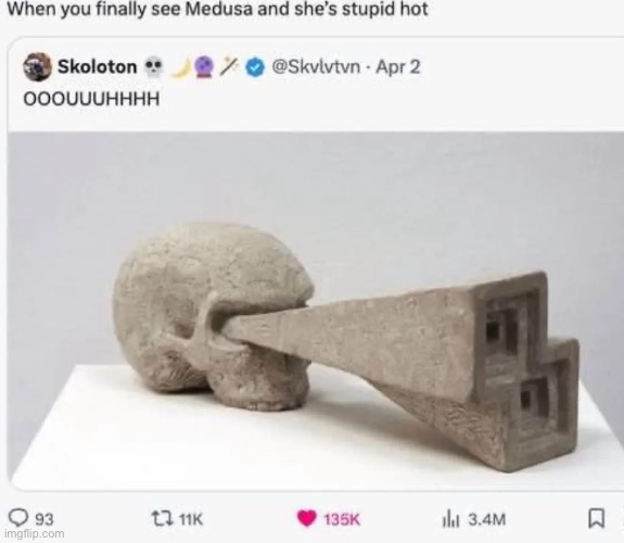 Medusa | image tagged in gifs,memes,funny,shitpost,greek mythology,msmg | made w/ Imgflip meme maker