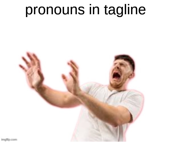 he left all caps on(custom) | pronouns in tagline | image tagged in he left all caps on custom | made w/ Imgflip meme maker