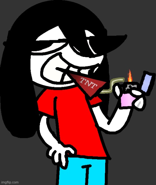 top comment is what I draw her in bc hivemindd XD | image tagged in badass fucking picture of ronbin smoking a dynamite stick | made w/ Imgflip meme maker