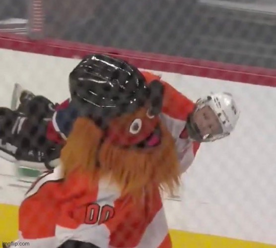 Vicious and Cunning, Philadelphia’s Elmo claims another victim | image tagged in gifs,memes,funny,shitpost,nhl,msmg | made w/ Imgflip meme maker