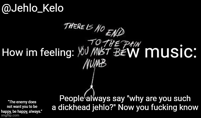 Jehlo Kelo Template | People always say "why are you such a dickhead jehlo?" Now you fucking know | image tagged in jehlo kelo template | made w/ Imgflip meme maker