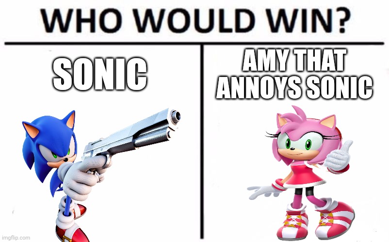 Who Would Win? | SONIC; AMY THAT ANNOYS SONIC | image tagged in memes,who would win | made w/ Imgflip meme maker