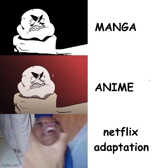 they made him black as usual. | image tagged in anime,netflix | made w/ Imgflip meme maker