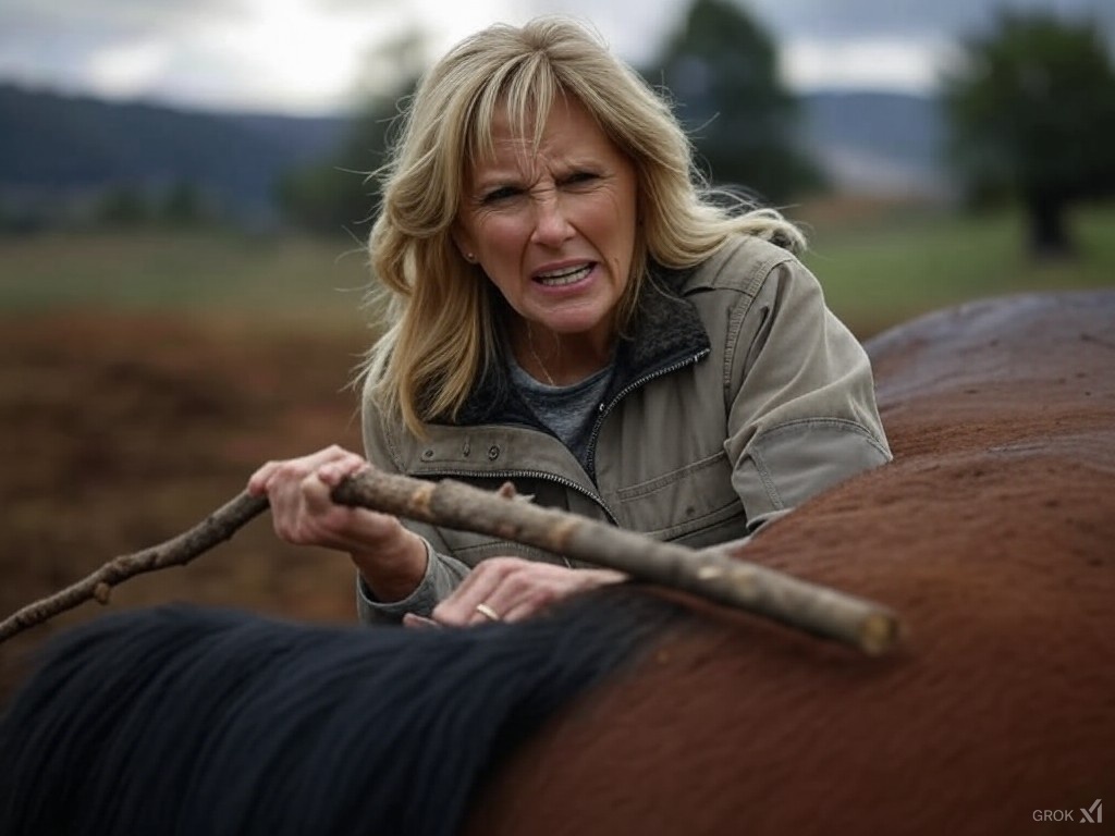 Jill Biden beating a dead horse Blank Meme Template