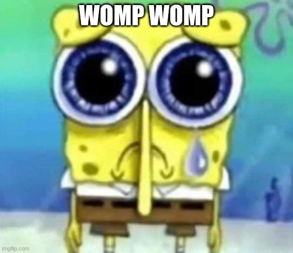 Sad SpongeBob | WOMP WOMP | image tagged in sad spongebob | made w/ Imgflip meme maker