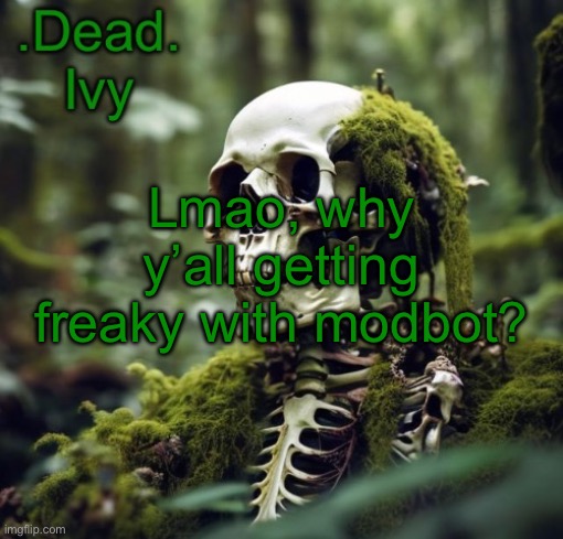 . | Lmao, why y’all getting freaky with modbot? | image tagged in dead template | made w/ Imgflip meme maker