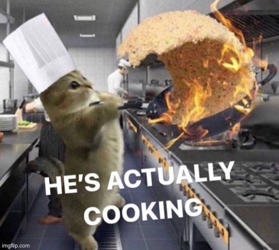 He's actually cooking | image tagged in he's actually cooking | made w/ Imgflip meme maker