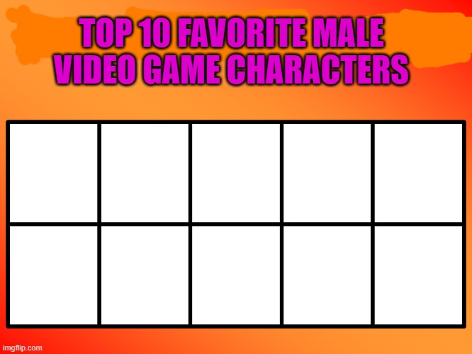 top 10 favorite video game characters Blank Meme Template