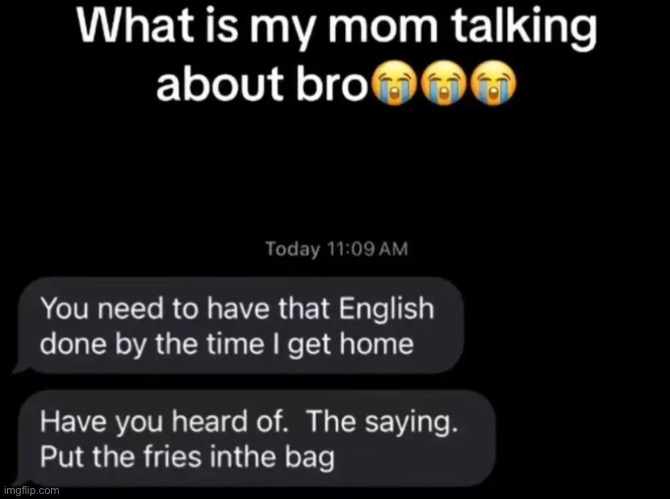 Have you heard of.   The saying. Put the fries inthe bag | image tagged in gifs,memes,funny,shitpost,msmg,h | made w/ Imgflip meme maker