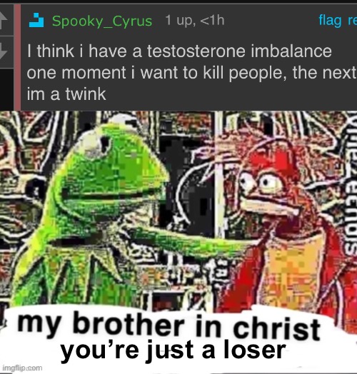 you’re just a loser | image tagged in my brother in christ | made w/ Imgflip meme maker