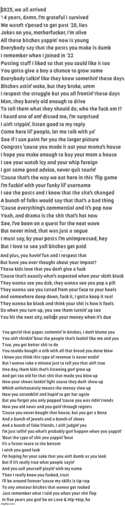 go random j cole rewrite i made a week ago to serve as a distraction from current drama | made w/ Imgflip meme maker