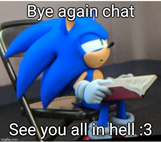 tee hee | Bye again chat; See you all in hell :3 | image tagged in sonic | made w/ Imgflip meme maker