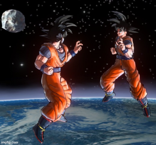 two gokus | image tagged in dbxv2,dragon ball xenoverse 2 | made w/ Imgflip meme maker