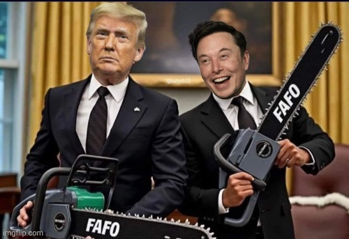 Trump Elon Chainsaws Blank Meme Template
