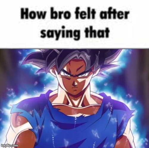 image tagged in how bro felt after saying that,goku ultra instinct | made w/ Imgflip meme maker