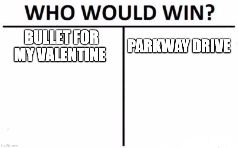 Who Would Win? | BULLET FOR MY VALENTINE; PARKWAY DRIVE | image tagged in memes,who would win | made w/ Imgflip meme maker