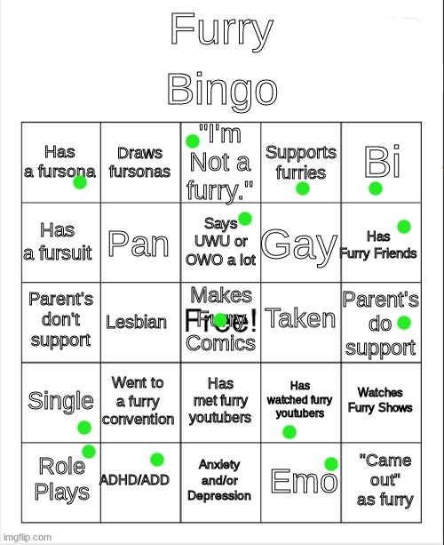 i failded | image tagged in furry bingo | made w/ Imgflip meme maker