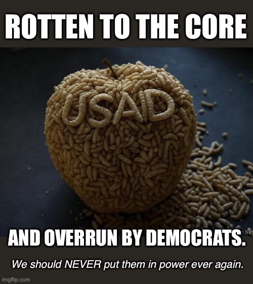 Democrats are the party of corruption. | ROTTEN TO THE CORE; AND OVERRUN BY DEMOCRATS. We should NEVER put them in power ever again. | image tagged in democrats,liberals,corruption | made w/ Imgflip meme maker