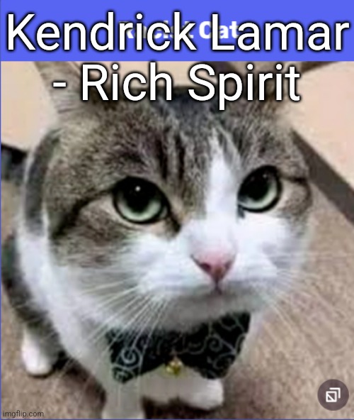 bitch im attractive | Kendrick Lamar - Rich Spirit | image tagged in racist cat | made w/ Imgflip meme maker