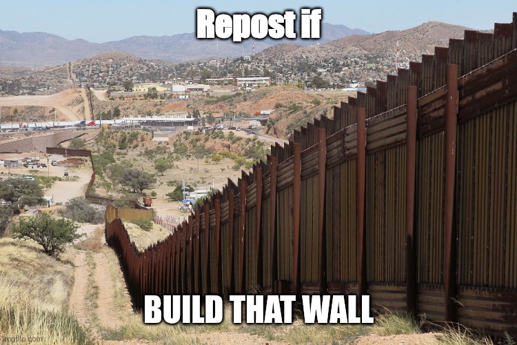 Border Wall 02 | Repost if; BUILD THAT WALL | image tagged in border wall 02 | made w/ Imgflip meme maker