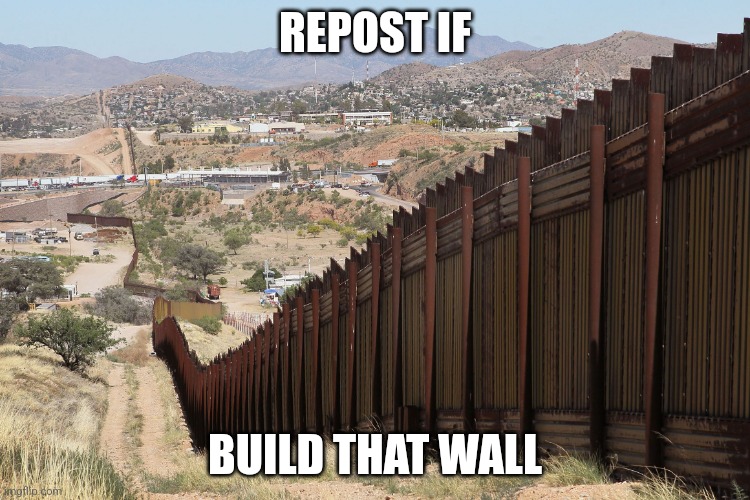 Border Wall 02 | REPOST IF; BUILD THAT WALL | image tagged in border wall 02 | made w/ Imgflip meme maker