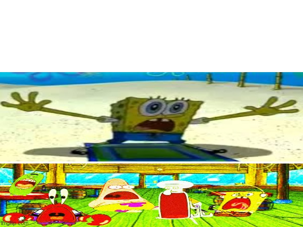 High Quality SpongeBob surprised face Blank Meme Template