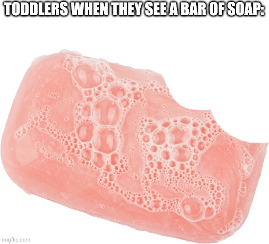 bar of soap | TODDLERS WHEN THEY SEE A BAR OF SOAP: | image tagged in bar of soap,soap,kids,toddlers | made w/ Imgflip meme maker