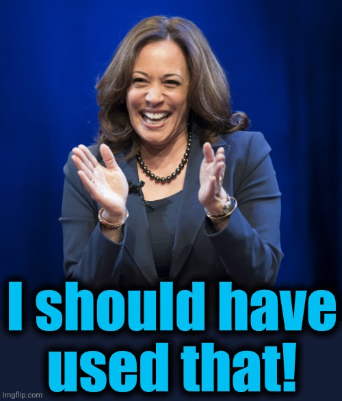 Kamala Harris laughing | I should have
used that! | image tagged in kamala harris laughing | made w/ Imgflip meme maker