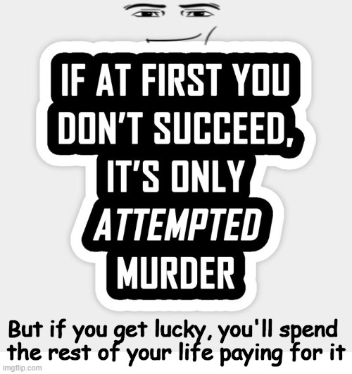 Think twice | But if you get lucky, you'll spend 
the rest of your life paying for it | image tagged in dark humor,murder,life lessons,thug life,task failed successfully,prison | made w/ Imgflip meme maker