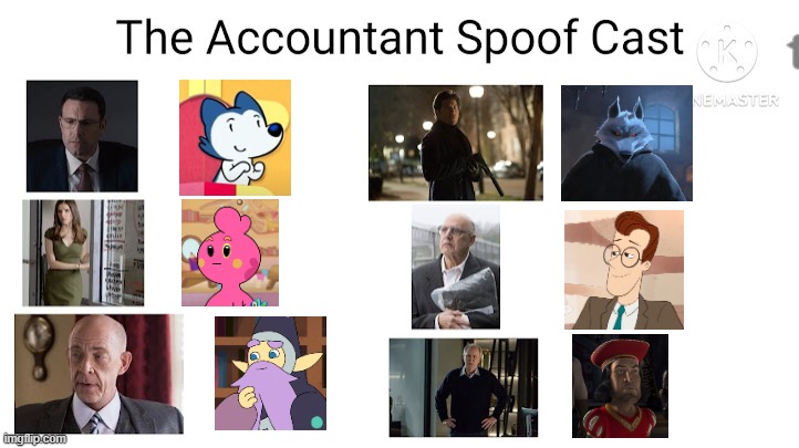 Credit to Mico the Ninjago Fan 2024 for this used | image tagged in the accountant,meme,spoof cast,characters,memes,roles | made w/ Imgflip meme maker