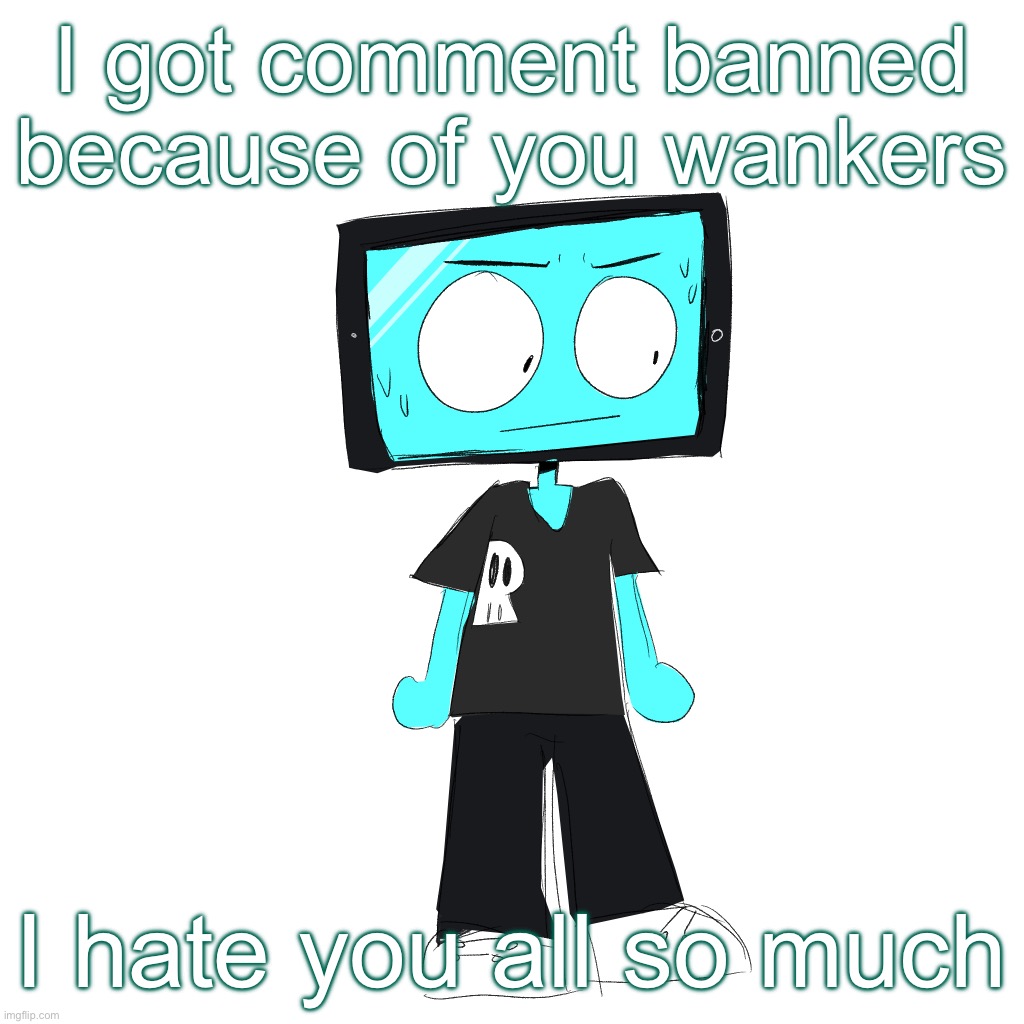 IcyXD concerned | I got comment banned because of you wankers; I hate you all so much | image tagged in icyxd concerned | made w/ Imgflip meme maker