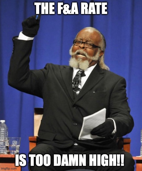 Rent Is Too Damn High | THE F&A RATE; IS TOO DAMN HIGH!! | image tagged in rent is too damn high | made w/ Imgflip meme maker