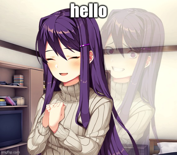 Yuri | hello | image tagged in yuri,hi | made w/ Imgflip meme maker