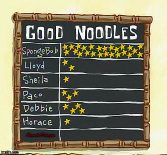 Good Noodles (American Girl Version) | Samantha Parkington | image tagged in good noodle board,mattel,spongebob,nickelodeon,spongebob squarepants,cartoon | made w/ Imgflip meme maker