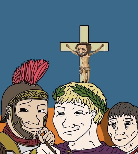 Soyjak Jesus Crucifix Blank Meme Template