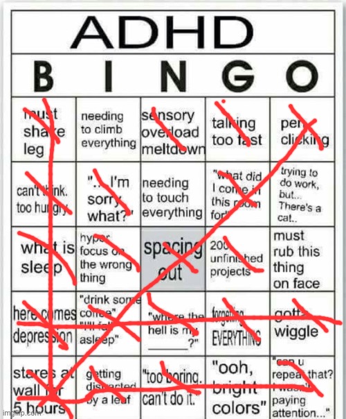 bruh | image tagged in adhd bingo | made w/ Imgflip meme maker