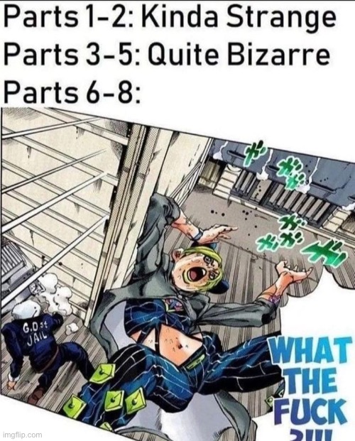 While it may not be the best, JoJolion is the most bizarre jojo has gotten, in my opinion | image tagged in jojo's bizarre adventure | made w/ Imgflip meme maker