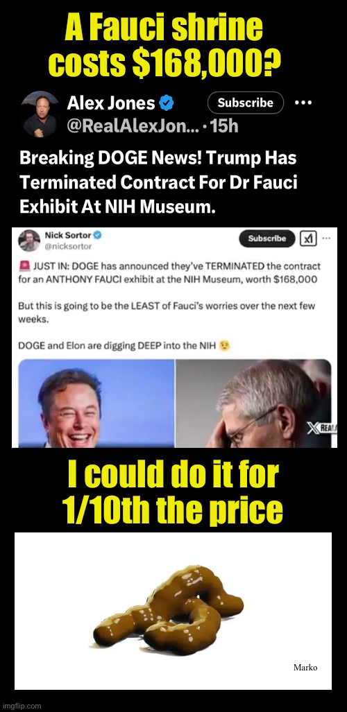 Is that CORN? | A Fauci shrine
costs $168,000? I could do it for
1/10th the price; Marko | image tagged in memes,munchkin of death,biggest mass murderer in history,his punishment inject him with convax,fjb voters kissmyass | made w/ Imgflip meme maker