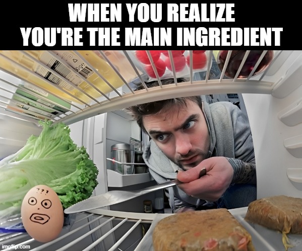 main ingredient | WHEN YOU REALIZE YOU'RE THE MAIN INGREDIENT | image tagged in memes | made w/ Imgflip meme maker