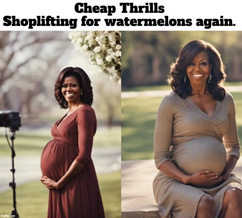 Cheap Thrills | image tagged in cheap thrills,shoplifting,michelle obama,watermelons,soul food,tired of hearing about transgenders | made w/ Imgflip meme maker