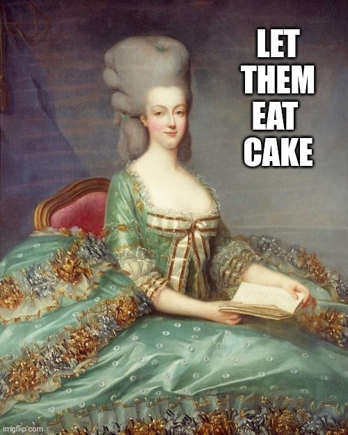 Marie-Antoinette au livre | LET THEM EAT 
CAKE | image tagged in marie-antoinette au livre | made w/ Imgflip meme maker