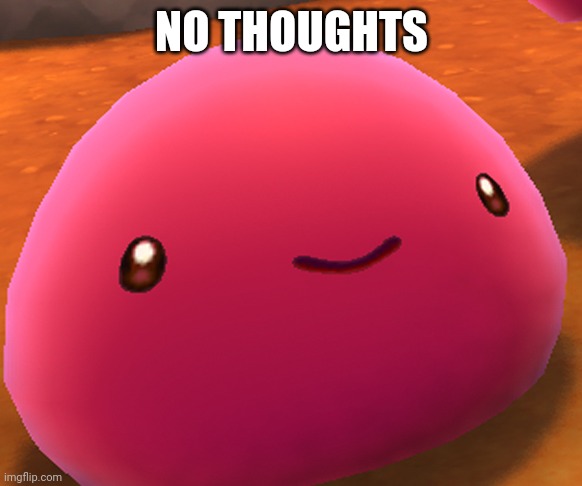 Real | NO THOUGHTS | image tagged in slime rancher pink slime smile,slime rancher | made w/ Imgflip meme maker