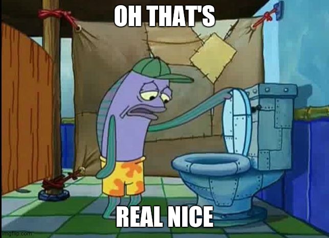 oh thats a toilet spongebob fish | OH THAT'S REAL NICE | image tagged in oh thats a toilet spongebob fish | made w/ Imgflip meme maker