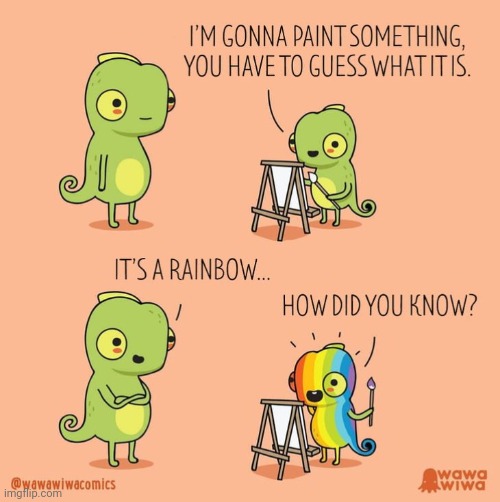 Chameleon | image tagged in chameleon,chameleons,rainbow,painting,comics,comics/cartoons | made w/ Imgflip meme maker