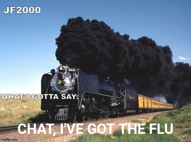 JF2000 announcement | CHAT, I'VE GOT THE FLU | image tagged in jf2000 announcement | made w/ Imgflip meme maker